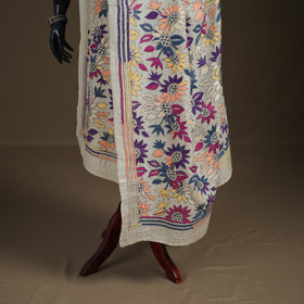 Tussar Silk Handloom Bolpur Kantha Hand Embroidered Dupatta 24