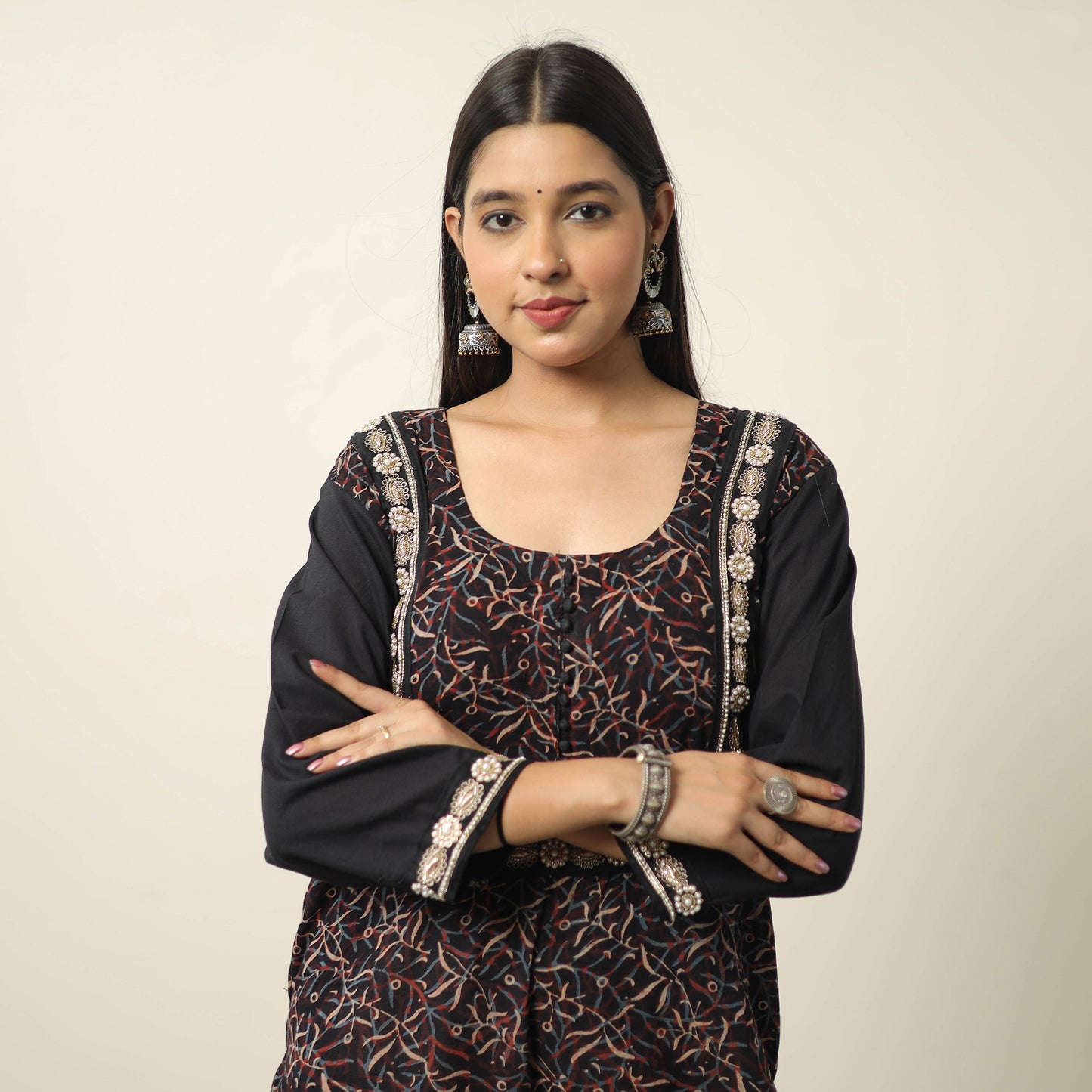 ajrakh embroidery kurta