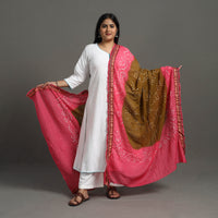 Pink - Kutch Tie-Dye Cotton Bandhani Dupatta with Border 63