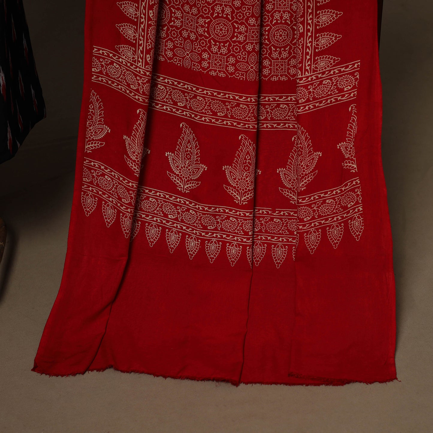 Black - 2pc cotton unstitched pochampally ikat dress