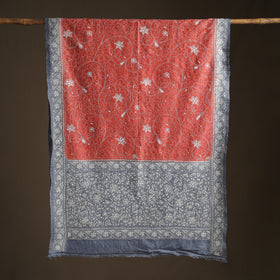 Tussar Silk Handloom Bolpur Kantha Hand Embroidered Dupatta 03