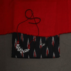Black - 2pc cotton unstitched pochampally ikat dress