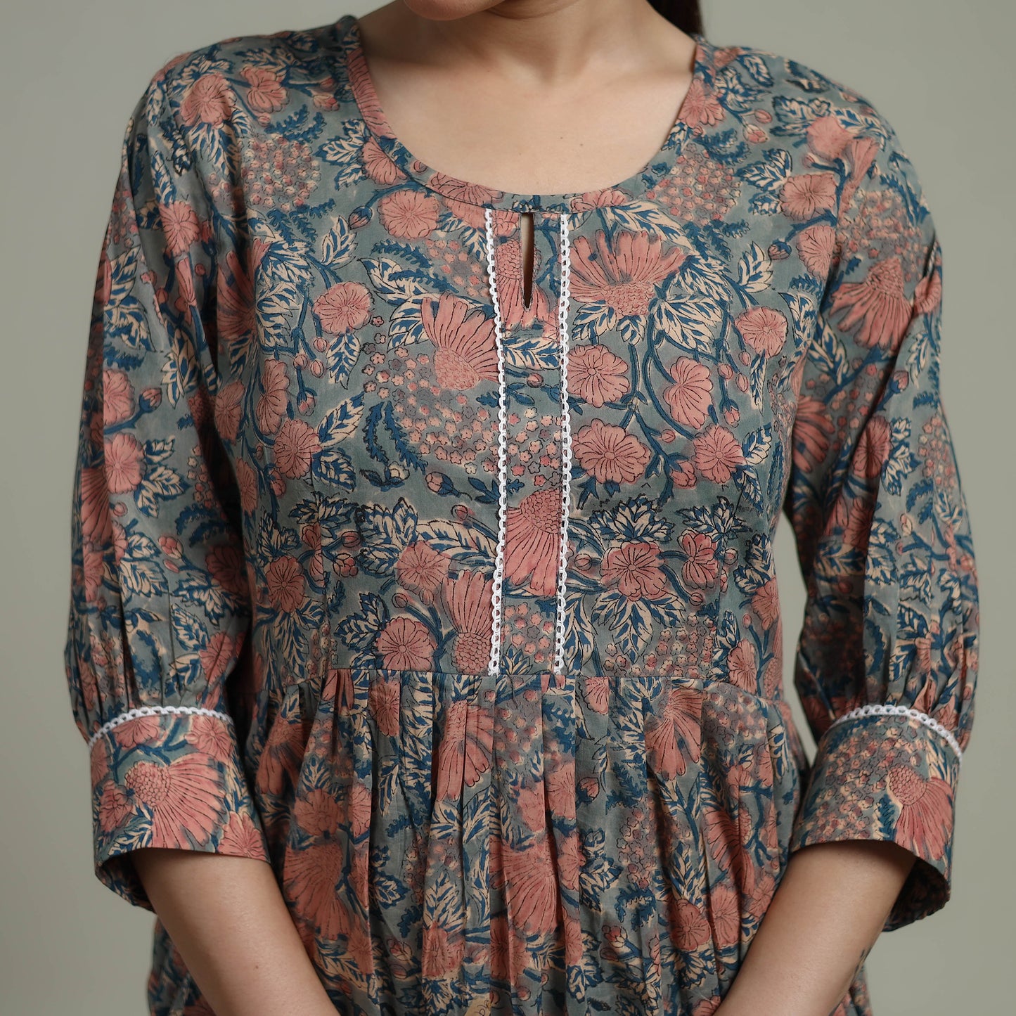 Green - Sanganeri Hand Block Print Pure Cotton Flared Dress 10