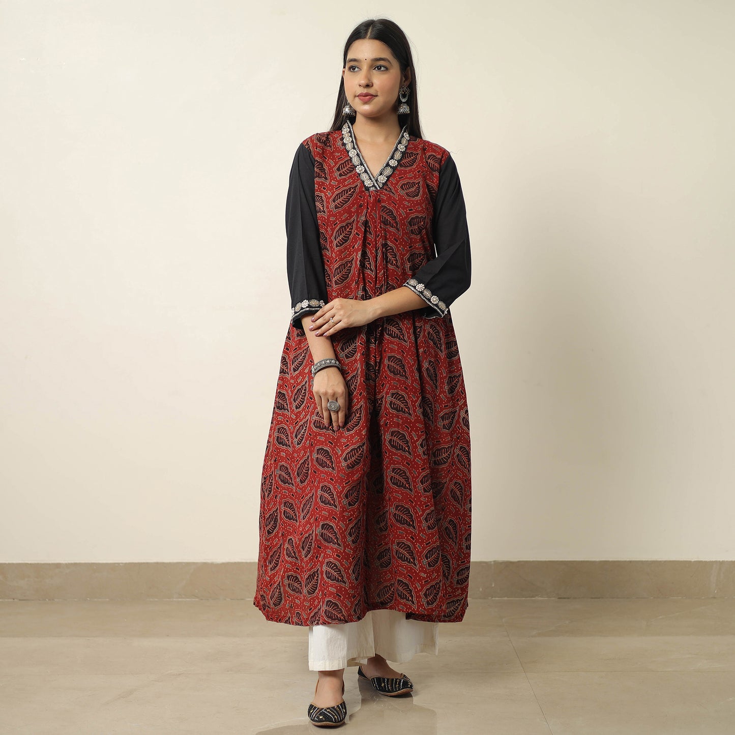 ajrakh embroidery kurta