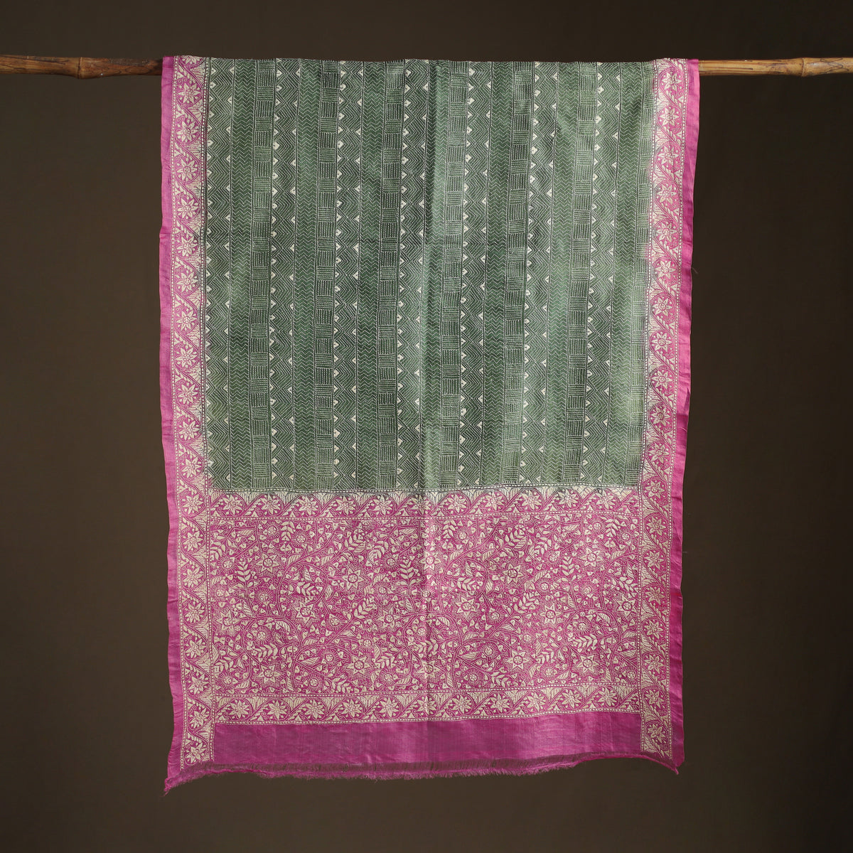 Tussar Silk Handloom Bolpur Kantha Hand Embroidered Dupatta 06