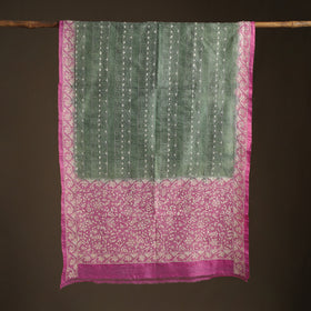 Tussar Silk Handloom Bolpur Kantha Hand Embroidered Dupatta 06