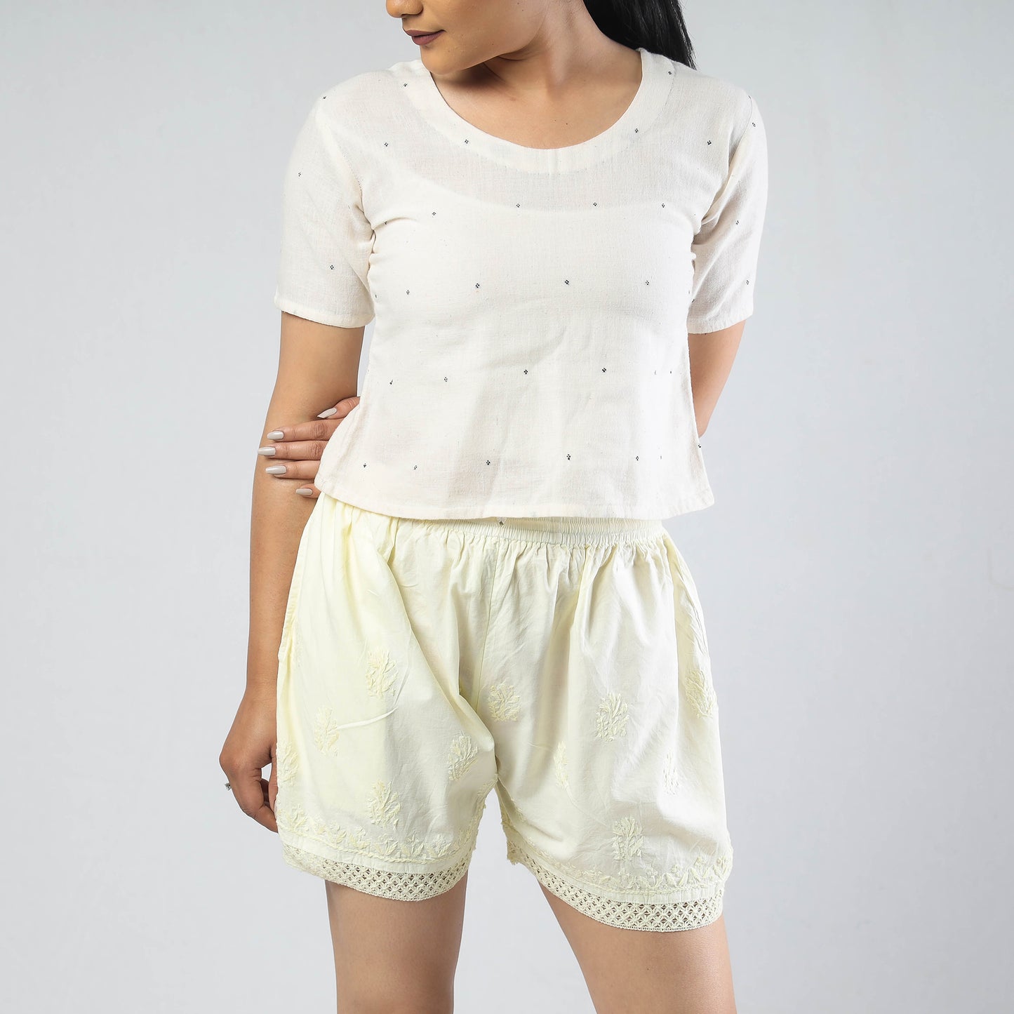 chikankari shorts