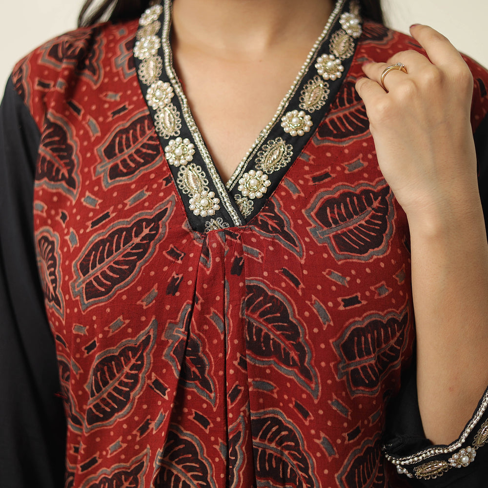 ajrakh embroidery kurta