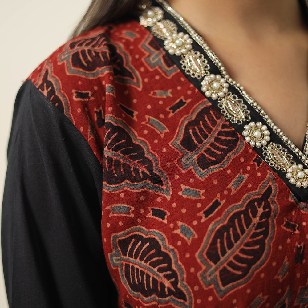 ajrakh embroidery kurta