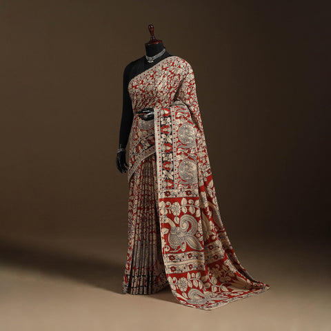 Red - printed cotton nellore kalamkari saree 19