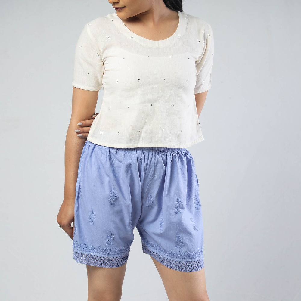 chikankari shorts