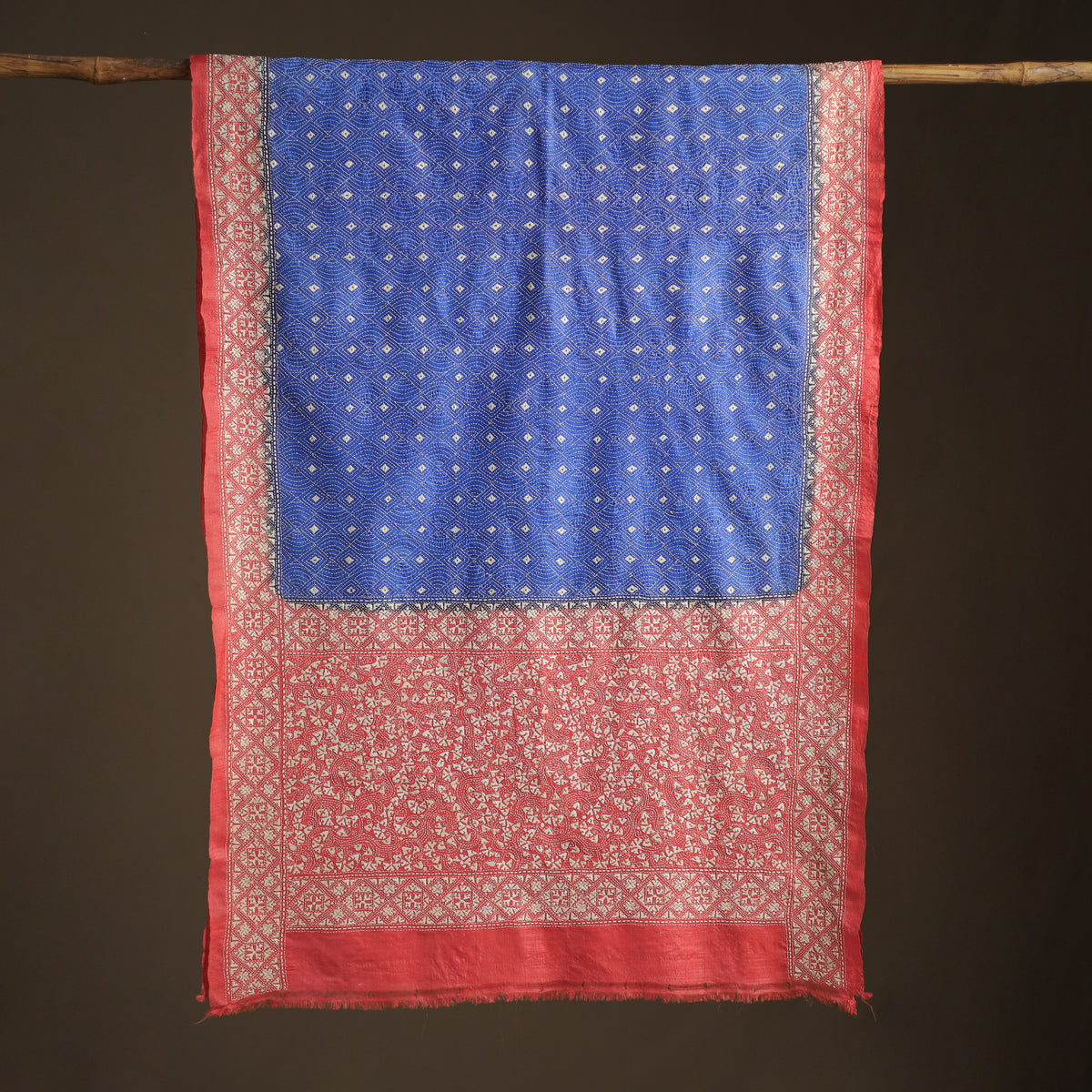 Tussar Silk Handloom Bolpur Kantha Hand Embroidered Dupatta 13