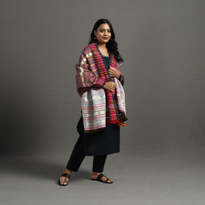 Multicolor - Allover Kutch Hand Embroidery Woollen Shawl 141