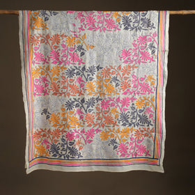 Tussar Silk Handloom Bolpur Kantha Hand Embroidered Dupatta 15