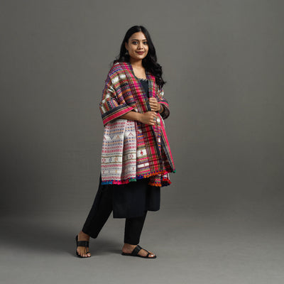 Multicolor - Allover Kutch Hand Embroidery Woollen Shawl 143