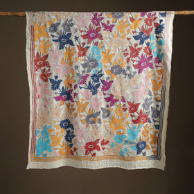 Tussar Silk Handloom Bolpur Kantha Hand Embroidered Dupatta 18
