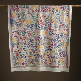 Tussar Silk Handloom Bolpur Kantha Hand Embroidered Dupatta 19