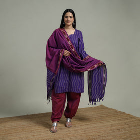Pochampally Ikat Cotton Suit Set with Dupatta for women 04