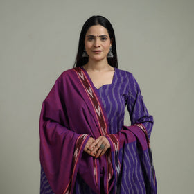 Pochampally Ikat Cotton Suit Set with Dupatta for women 04
