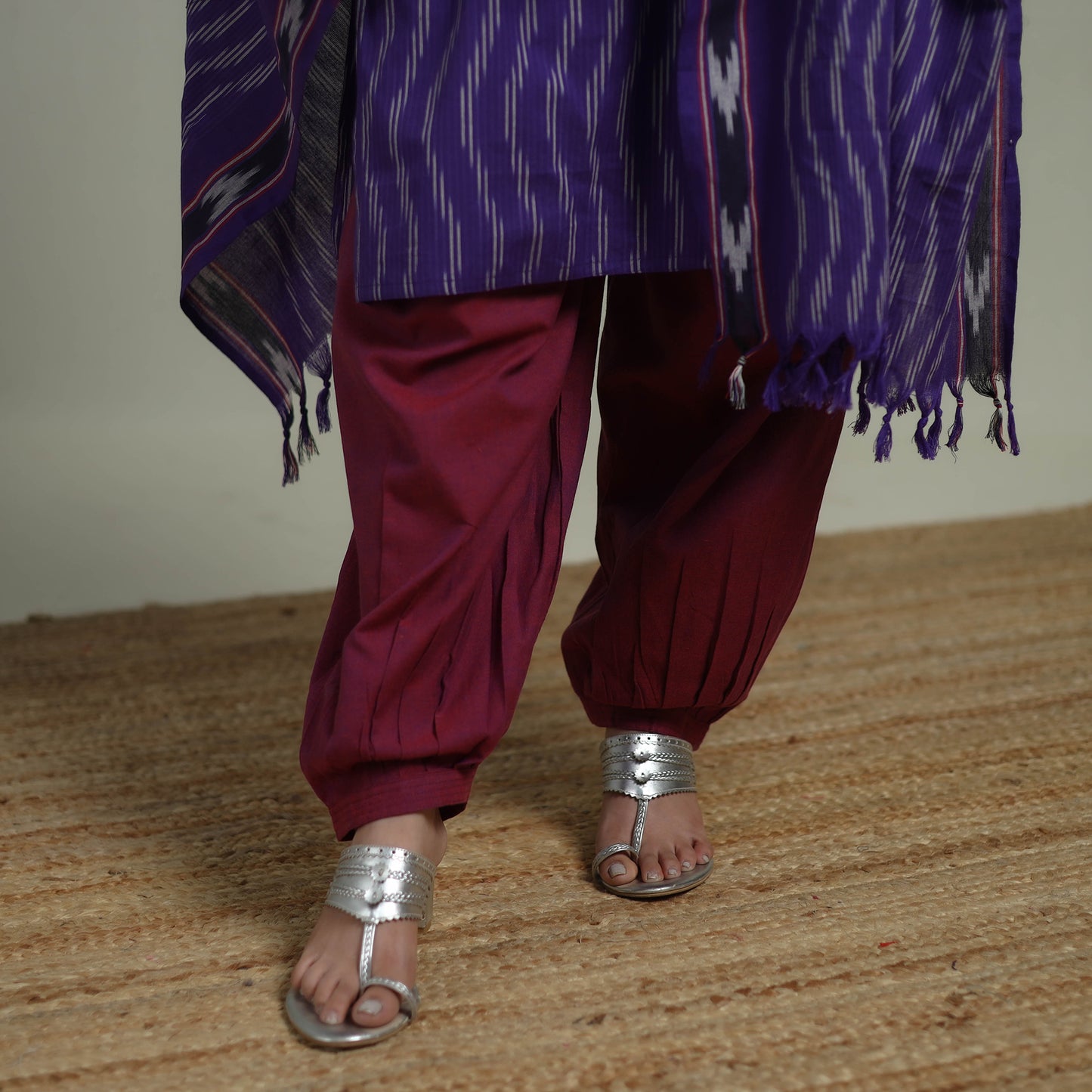 Pochampally Ikat Cotton Suit Set with Dupatta for women 04