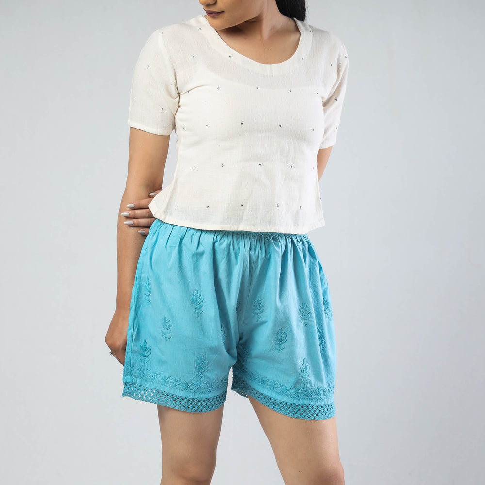 chikankari shorts