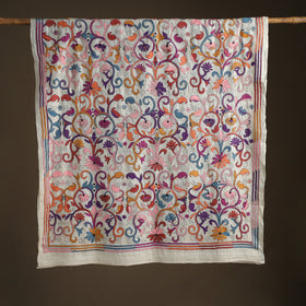 Tussar Silk Handloom Bolpur Kantha Hand Embroidered Dupatta 20