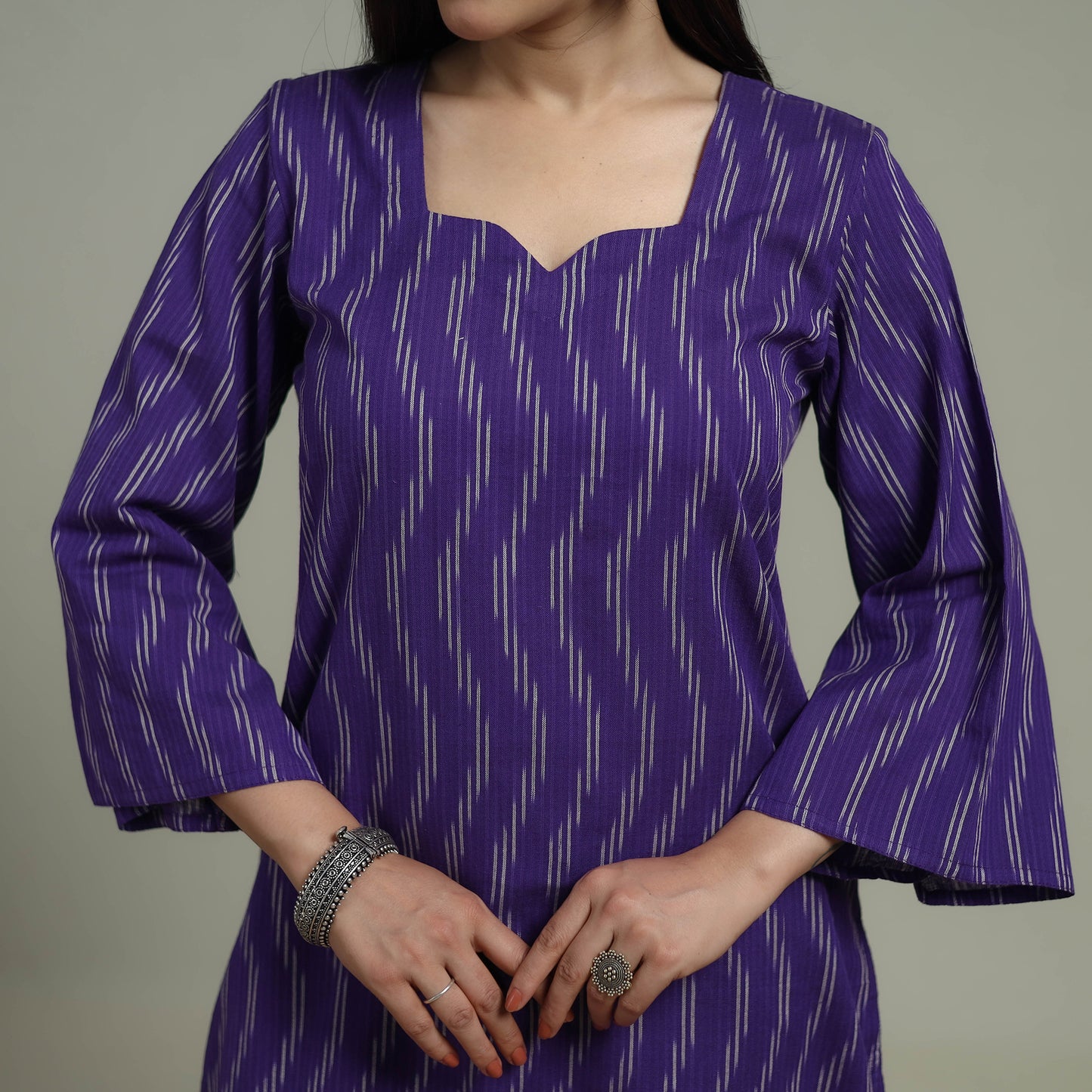 Pochampally Ikat Cotton Suit Set with Dupatta for women 04