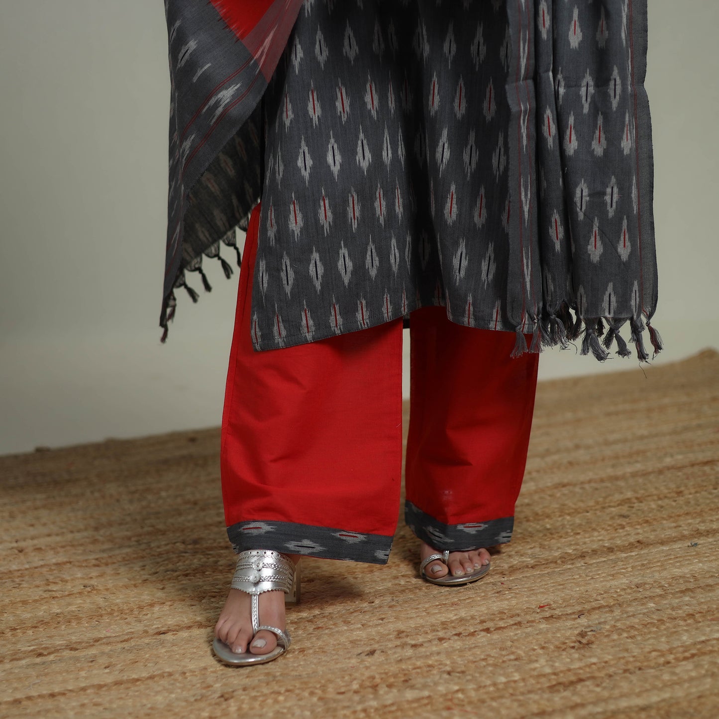 Pochampally Ikat Cotton Suit Set with Dupatta for women 13