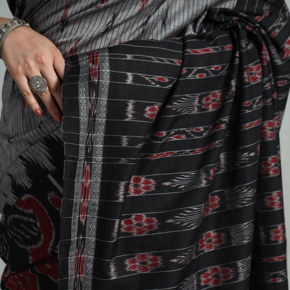 Black - Sambalpuri Ikat Handloom Cotton Saree 33