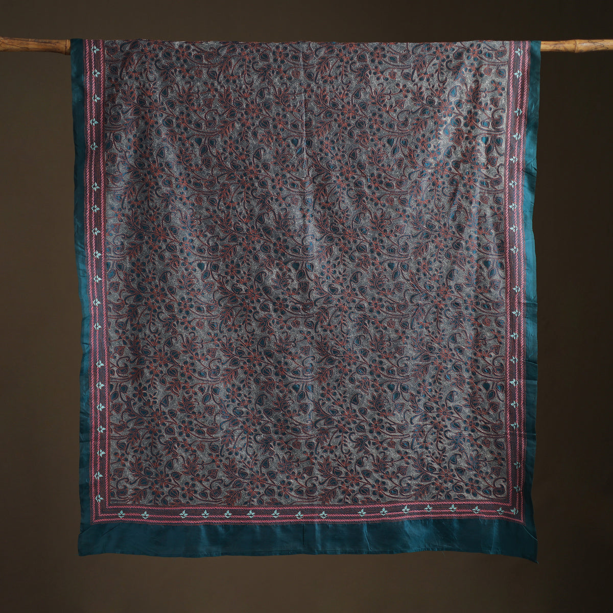 Tussar Silk Handloom Bolpur Kantha Hand Embroidered Dupatta 27