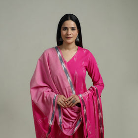 Pochampally Ikat Cotton Suit Set with Dupatta for women 07