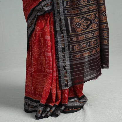 Red - Sambalpuri Ikat Handloom Cotton Saree 35