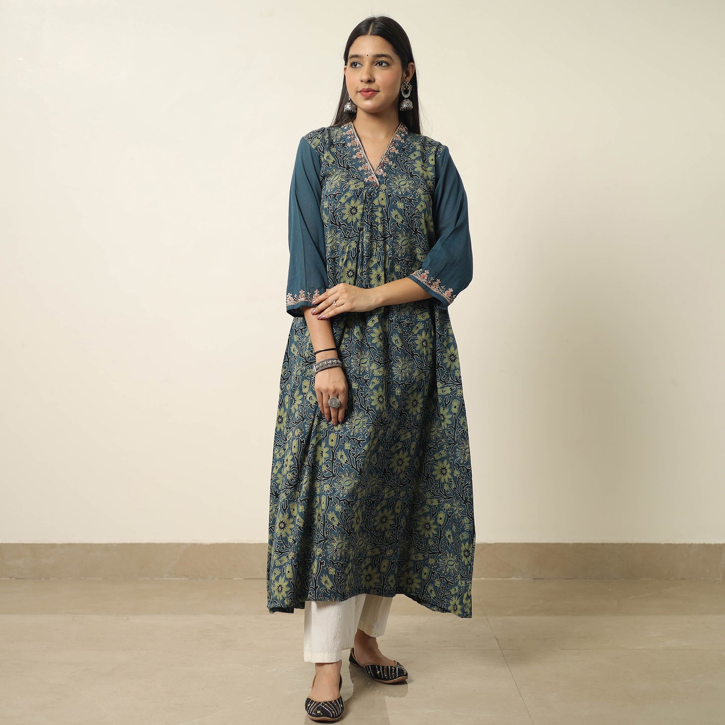 ajrakh embroidery kurta 
