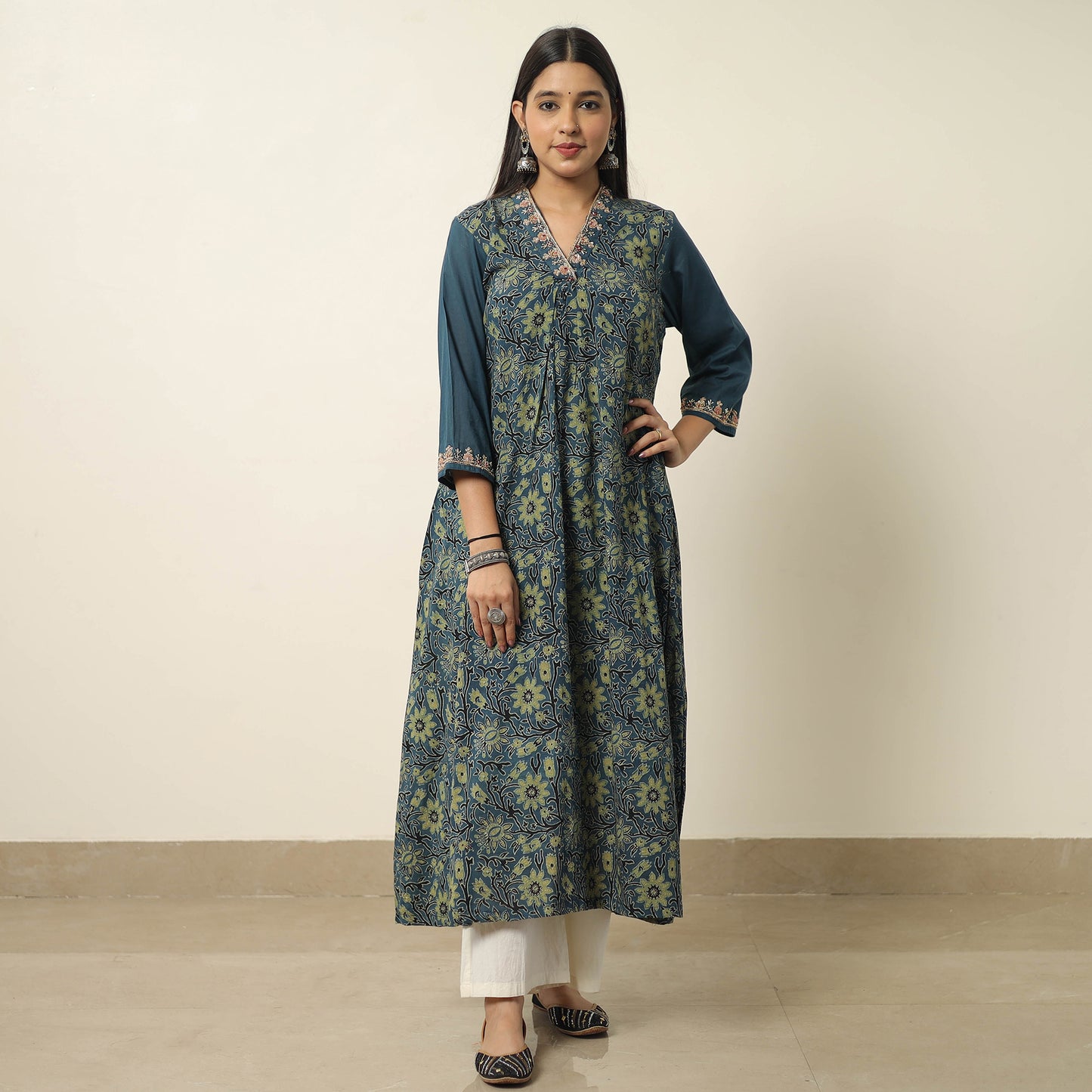ajrakh embroidery kurta 