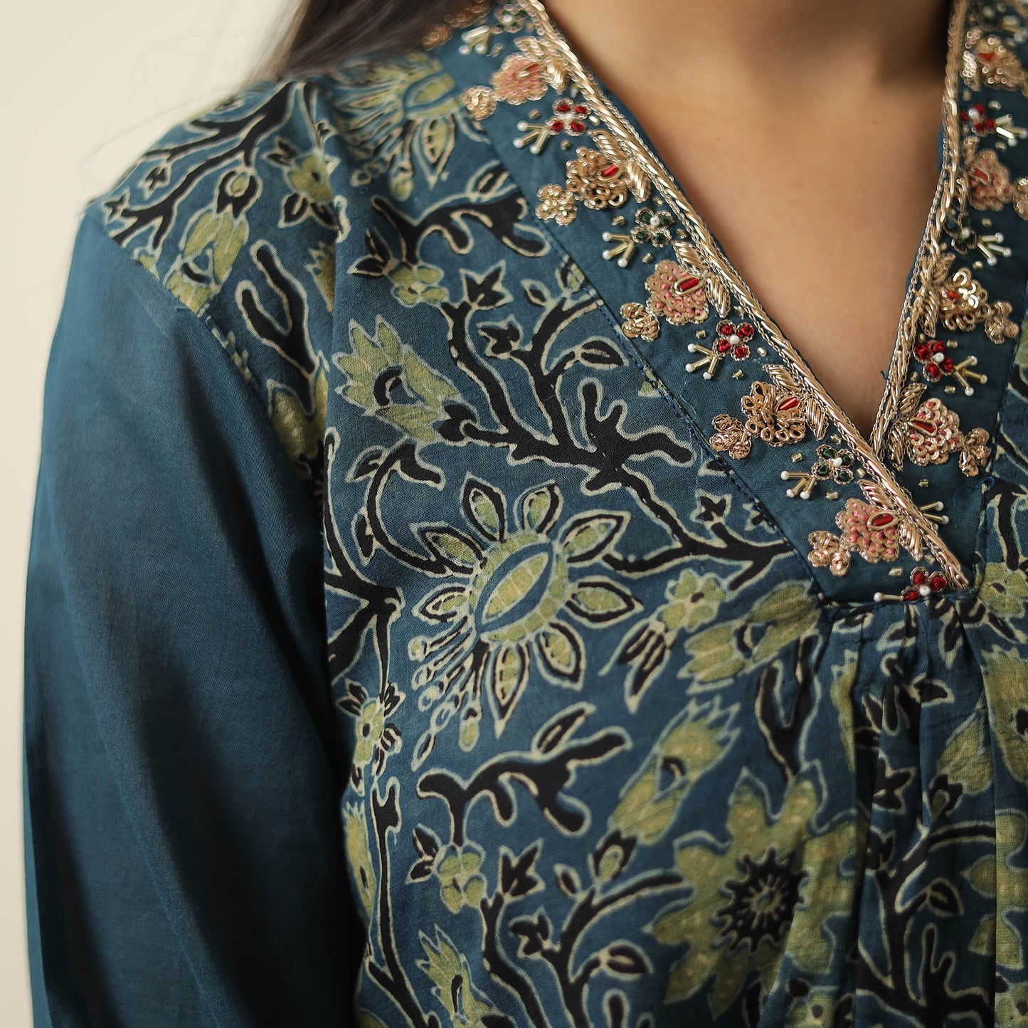 ajrakh embroidery kurta 
