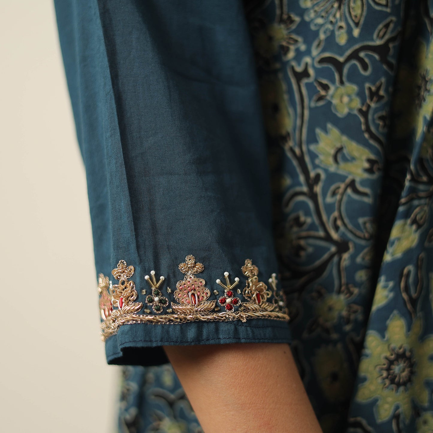 ajrakh embroidery kurta 