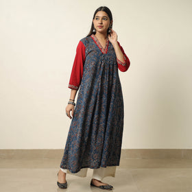 Blue - Exclusive Hand Zardozi Embroidery Mul Cotton Kurta 08