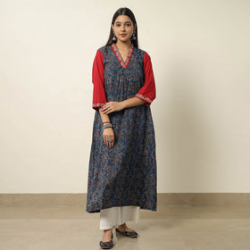 Blue - Exclusive Hand Zardozi Embroidery Mul Cotton Kurta 08