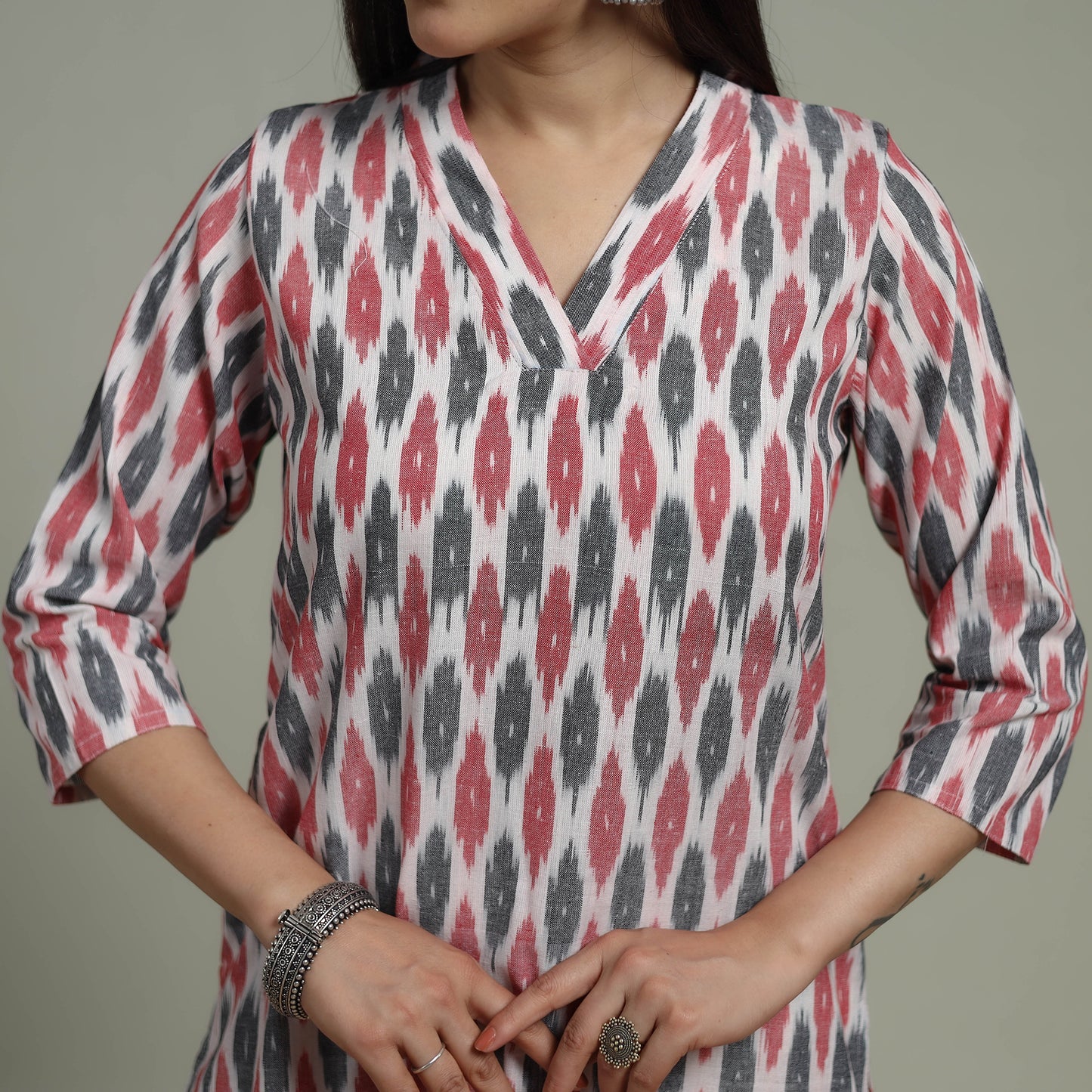 Pochampally Ikat Cotton Suit Set with Dupatta for women 20