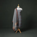 Pochampally Ikat Cotton Unstitched Dress Material: Kurta with Dupatta 01