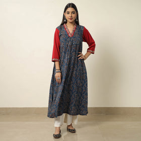 Blue - Exclusive Hand Zardozi Embroidery Mul Cotton Kurta 08