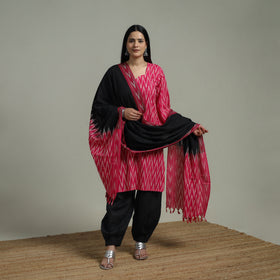 Pochampally Ikat Cotton Suit Set with Dupatta for women 05