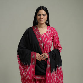 Pochampally Ikat Cotton Suit Set with Dupatta for women 05
