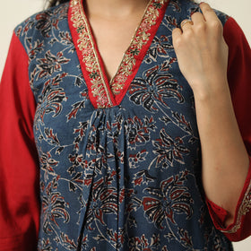 Blue - Exclusive Hand Zardozi Embroidery Mul Cotton Kurta 08