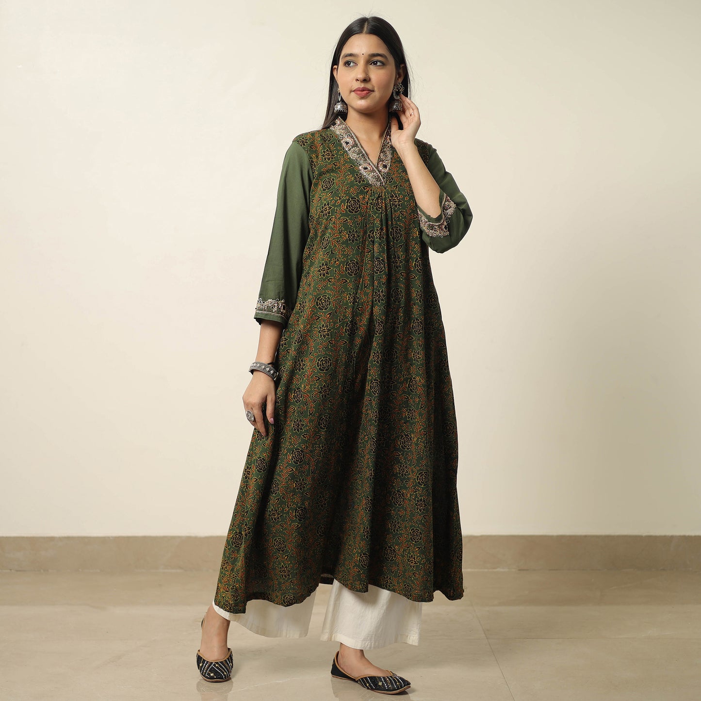 ajrakh embroidery kurta