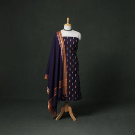 Pochampally Ikat Cotton Unstitched Dress Material: Kurta with Dupatta 02