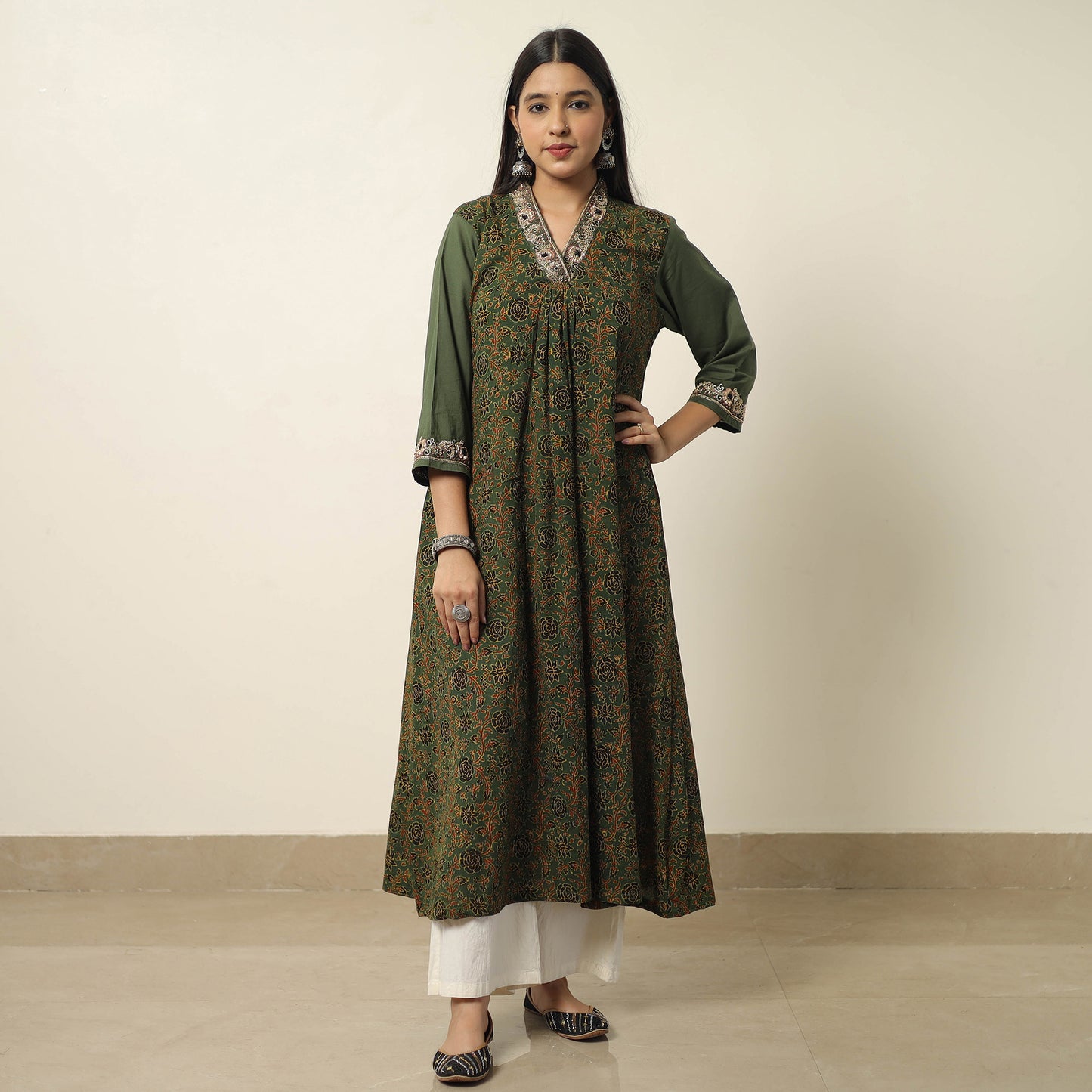 ajrakh embroidery kurta