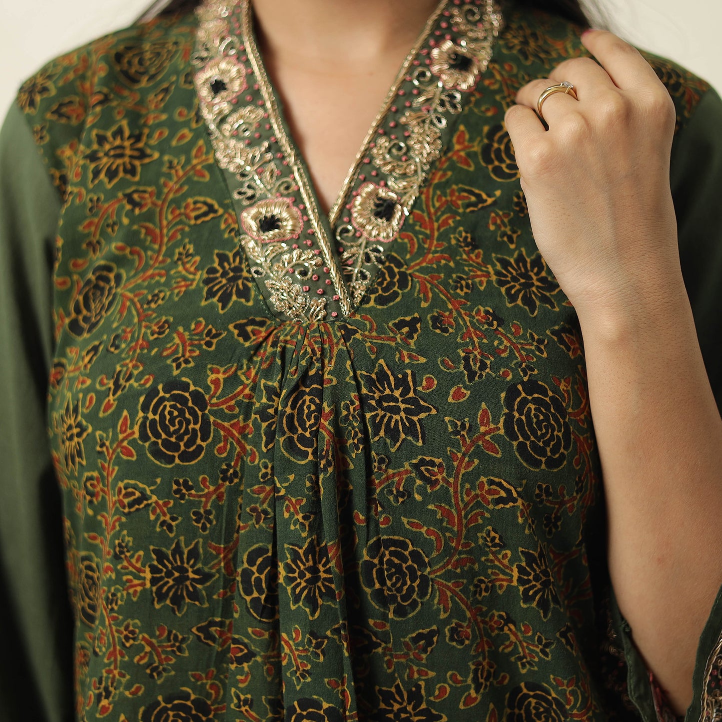 ajrakh embroidery kurta