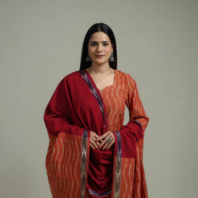 Pochampally Ikat Cotton Suit Set with Dupatta for women 03