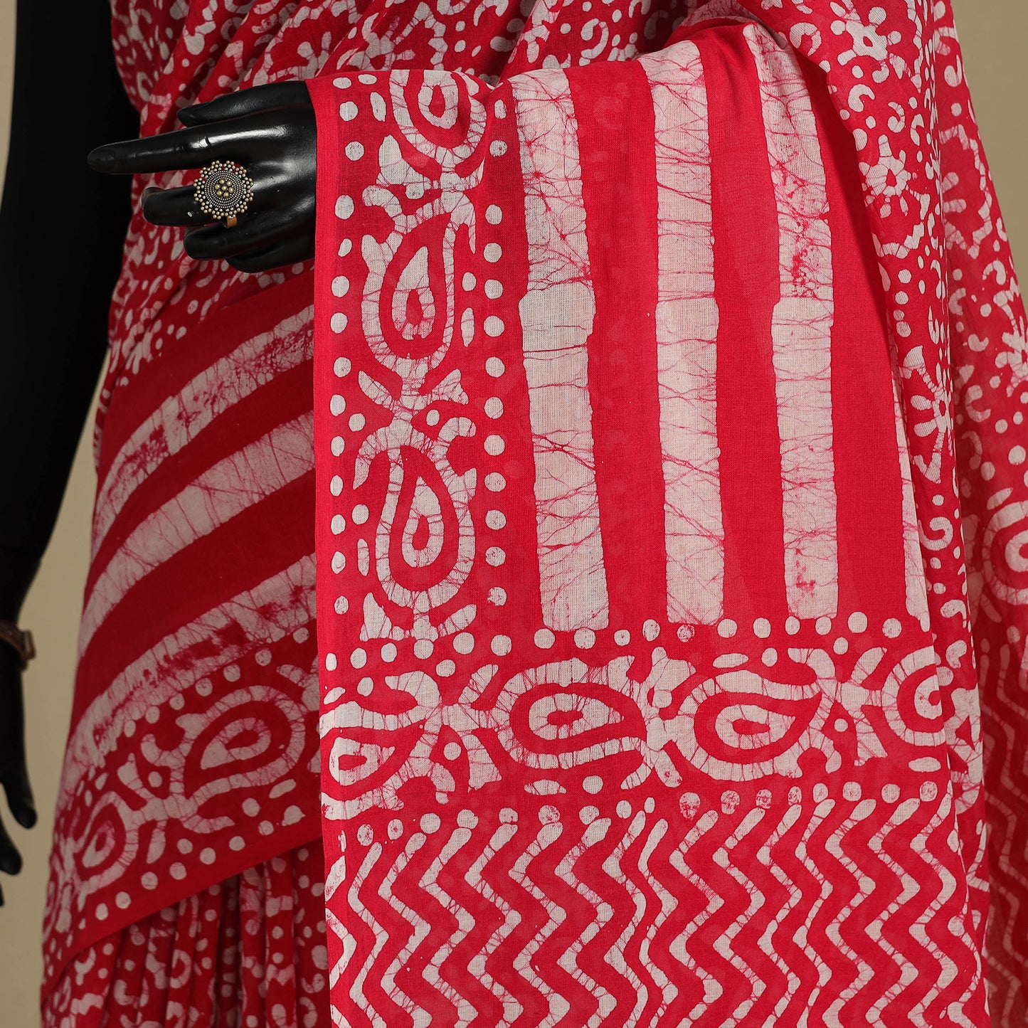 Pink - mul cotton hand batik saree 25 - handcrafted